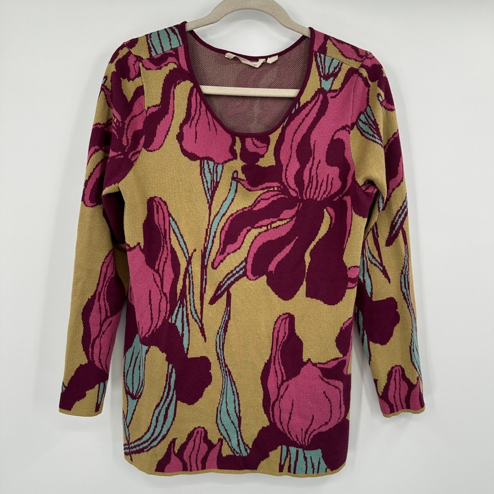 Soft Surroundings Floral Print‎ Knit Sweater Top Womens Size M